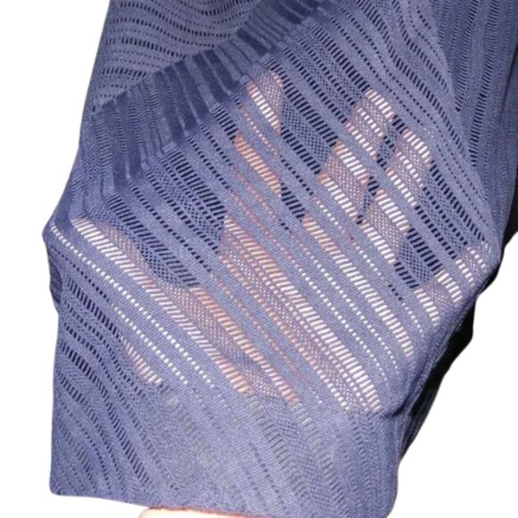 RAG & BONE Basha Dress, 8, Black Leather Trim, Navy Semi-sheer, Fit & Flare - Picture 4 of 14